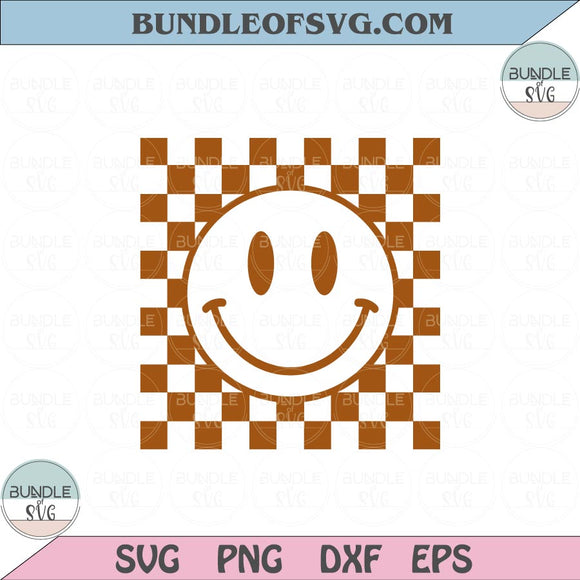 Checkered Pattern Smiley Face Svg Retro Checkerboard Smile Face Svg Png Dxf Eps files Cameo Cricut