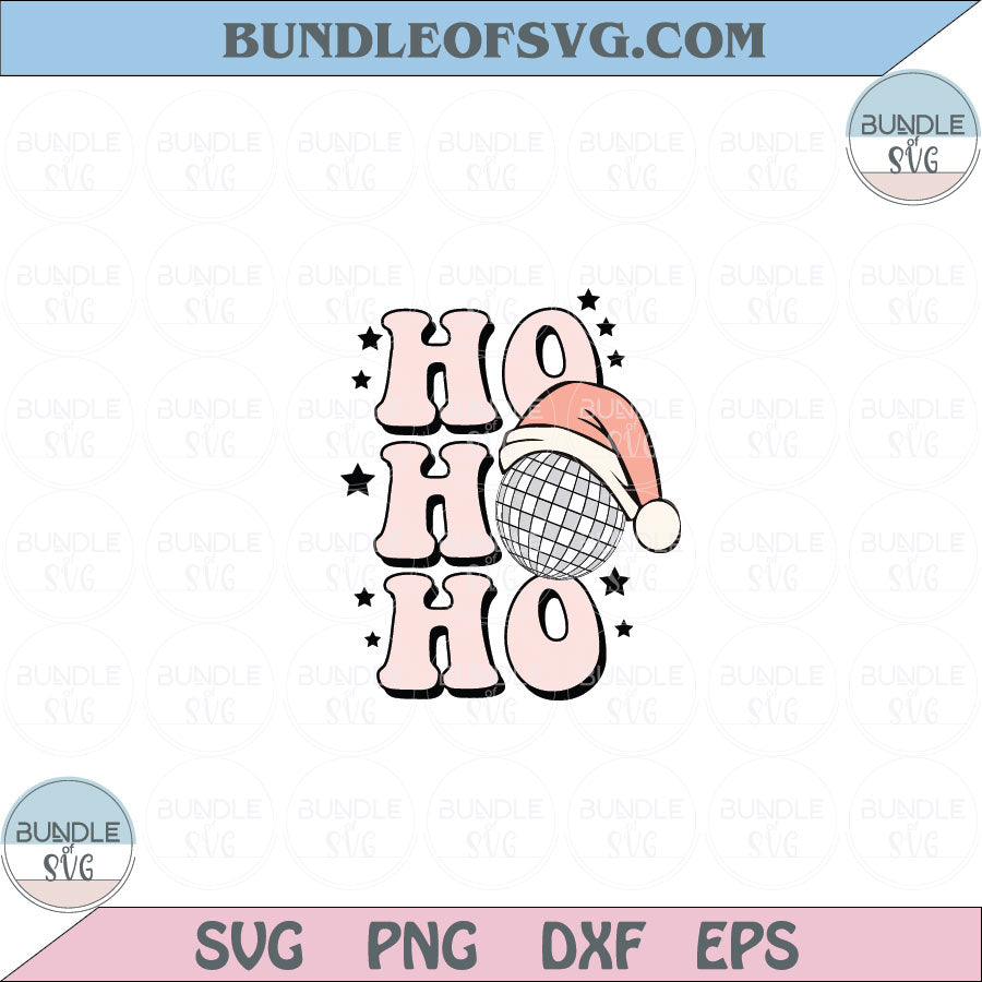 Christmas Retro Groovy Santa Disco Ball Ho Ho Ho Svg Png Sublimation Eps files Cameo Cricut