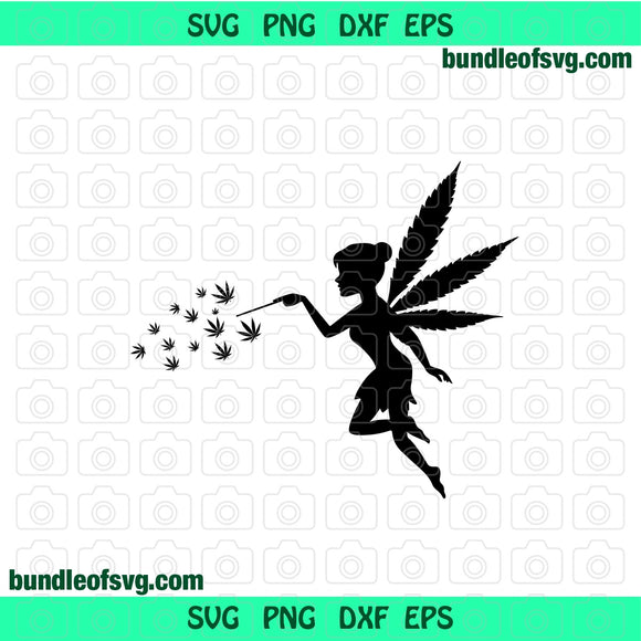 Fairy Cannabis SVG Fairy Marijuana svg Fairy Weed Leaf svg Weed silhouette svg png eps cut files cameo cricut