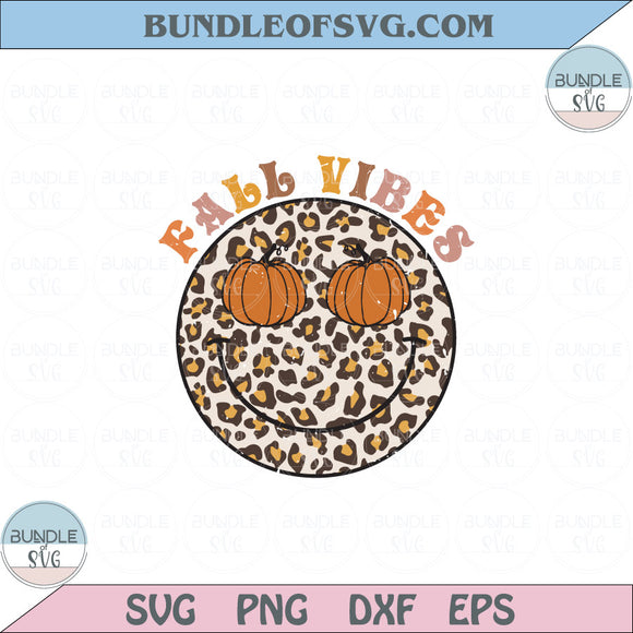 Fall Vibes PNG Sublimation Leopard Smiley Face Pumpkin Retro Fall Png Svg Eps files
