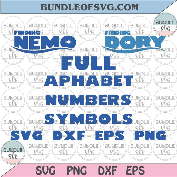 Finding Nemo Font SVG Finding Dory Font Alphabet SVG Letters Numbers birthday svg png dxf cut files Cricut