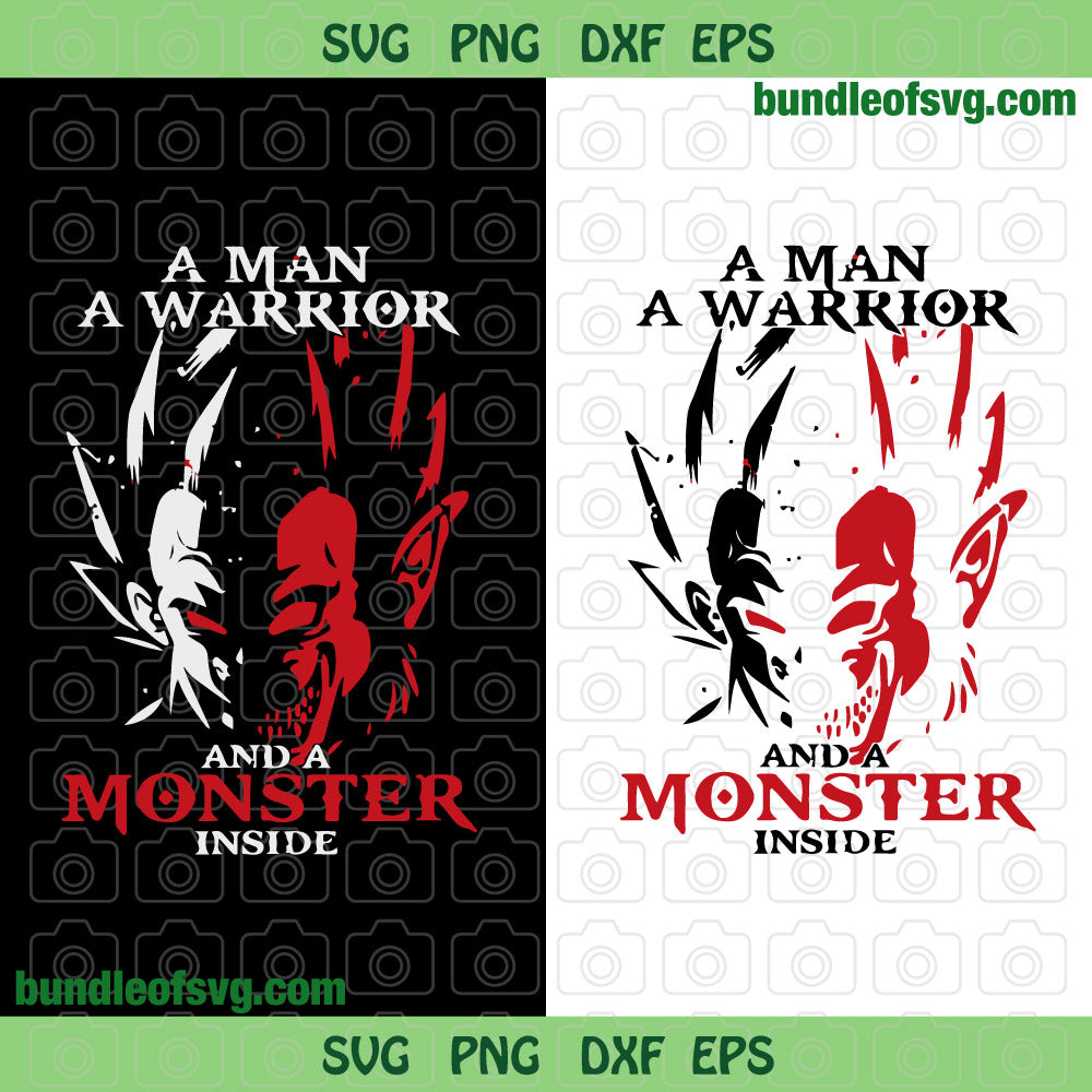 Goku A Man A Warrior And A Monster Inside Svg Dragon Ball Z Svg png dxf eps files Silhouette Cameo Cricut - BundleofSVG