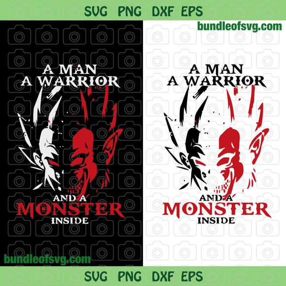 Goku A Man A Warrior And A Monster Inside Svg Dragon Ball Z Svg png dxf eps files Silhouette Cameo Cricut