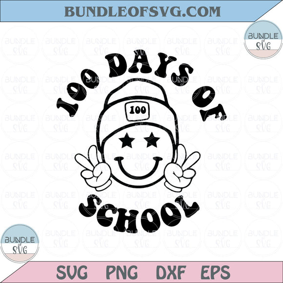Happy 100 Days of School Svg Smiley Face 100 Days of School Png Svg Dxf Eps Files