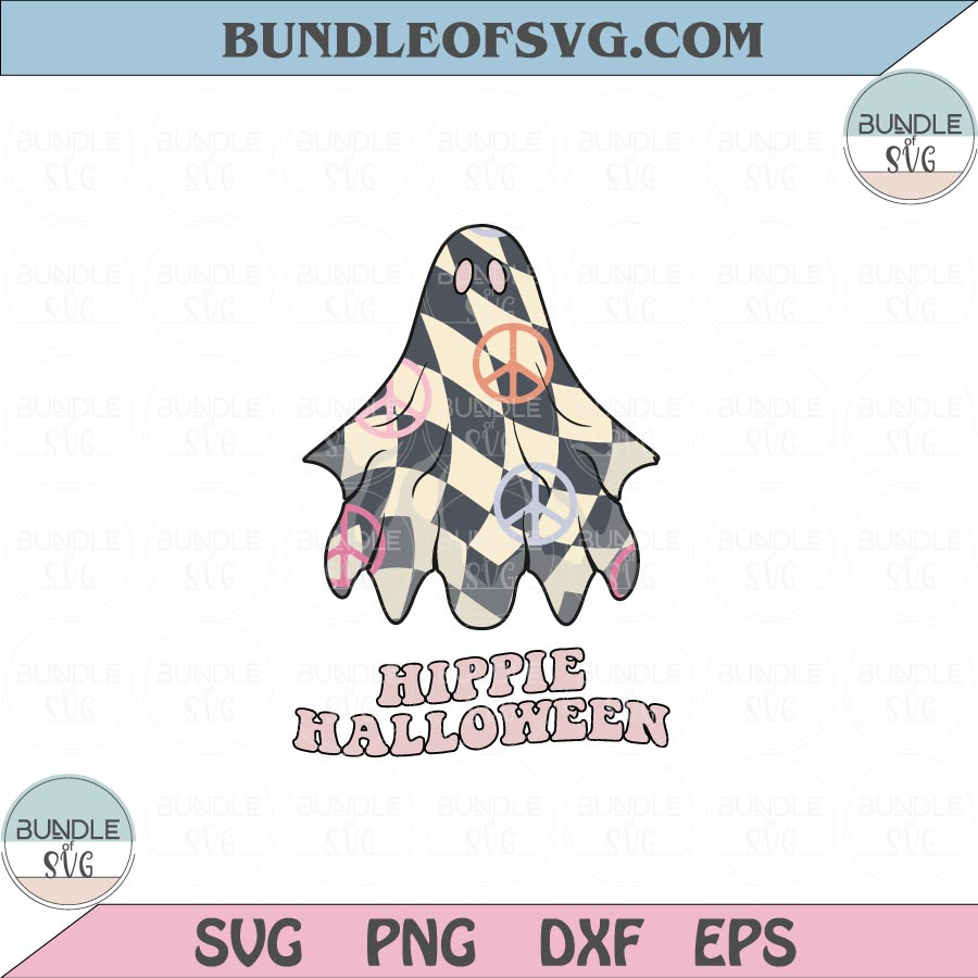 Hippie Halloween Svg Groovy Retro Boho Spooky Ghost Boo Vibes Png Dxf Eps files Cameo Cricut
