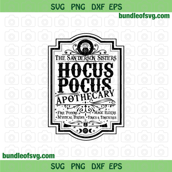 Hocus Pocus Apothecary The Sanderson Sisters Halloween Sublimation svg eps png dxf files Cricut