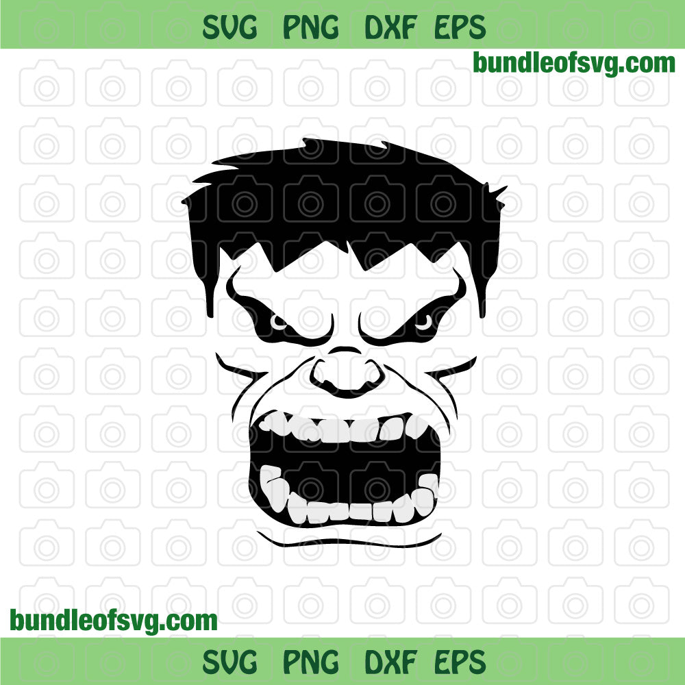 Hulk Face Svg Angry Hulk Svg Silhouette The Incredible Hulk Svg Birthday svg png dxf eps cut files Cameo Cricut