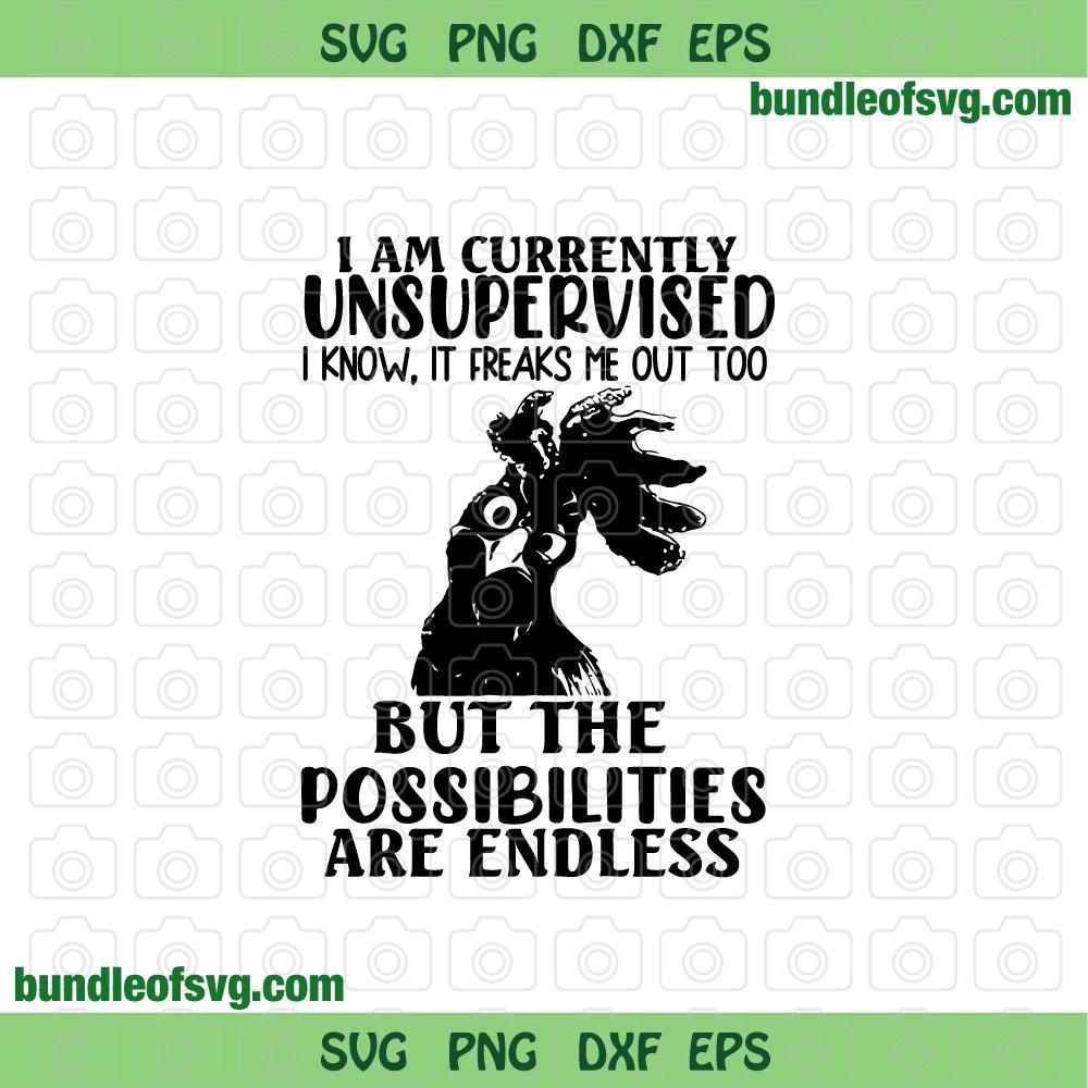 I Am Currently Unsupervised I Know SVG It Freaks Me Out Too svg Funny Farm Chicken svg eps png dxf files Cricut