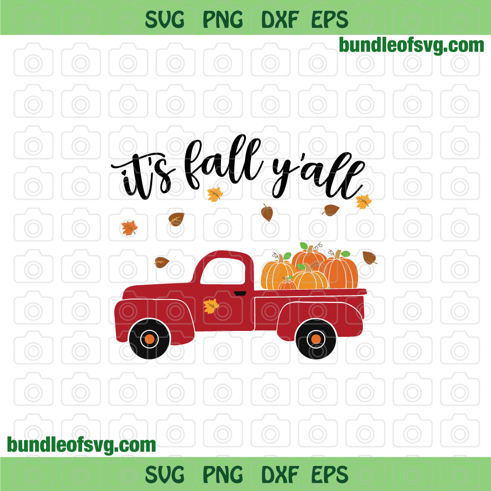 It's Fall Y'all svg Car Leopard Pumpkins Truck svg Autumn svg Fall Truck svg png dxf eps files Cricut - BundleofSVG