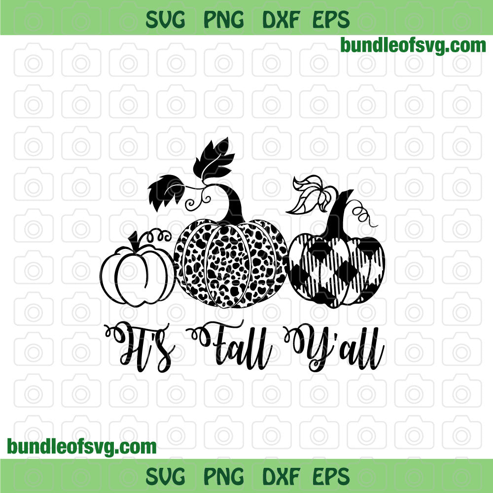 It's Fall Y'all svg Leopard Pumpkins svg Silhouette Autumn svg Fall svg png dxf eps cut files Cameo Cricut - BundleofSVG