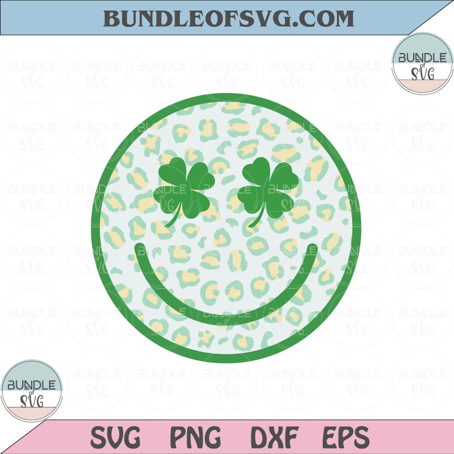 Leopard happy face Svg Leopard Lucky smiley Png St Patrick Smiley Face Leopard Svg png eps Dxf file