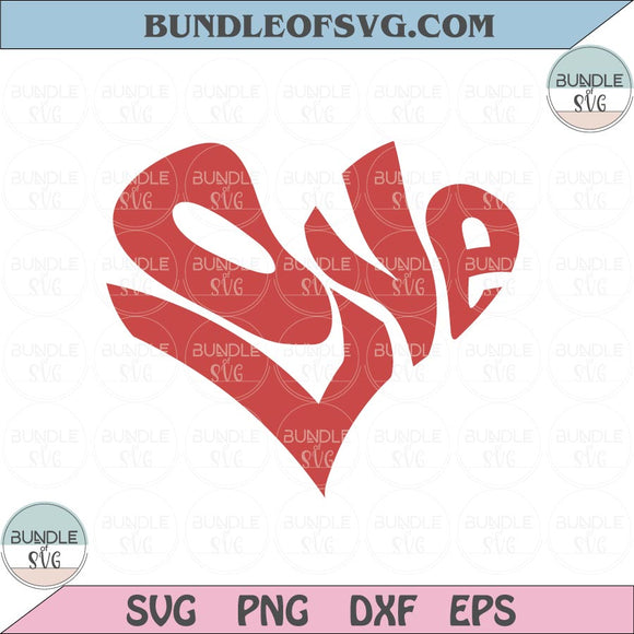 Love Heart Svg Retro Heart Love Letters Svg Groovy Love Heart Png Eps Files cameo cricut
