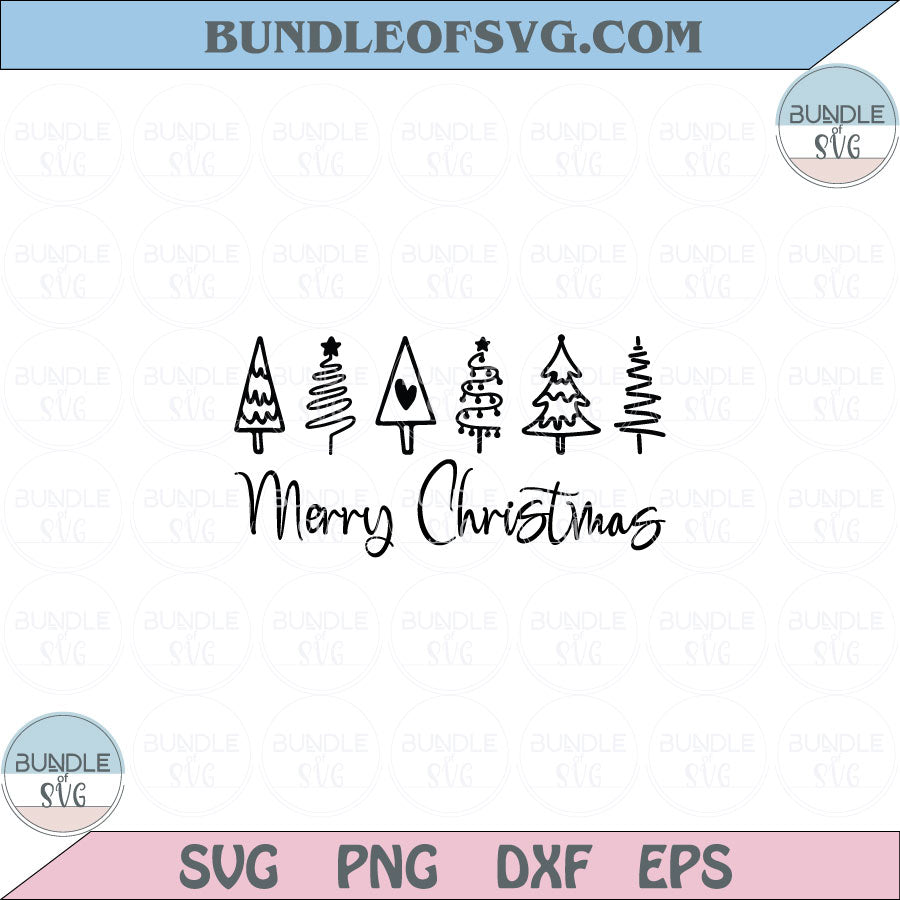 Merry Christmas Svg Christmas Trees Svg Pine Hand Drawn Svg Png Dxf Eps files Cameo Cricut - BundleofSVG