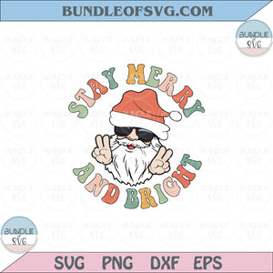 Merry and Bright Svg Santa claus Retro Christmas Groovy Svg Png Eps files