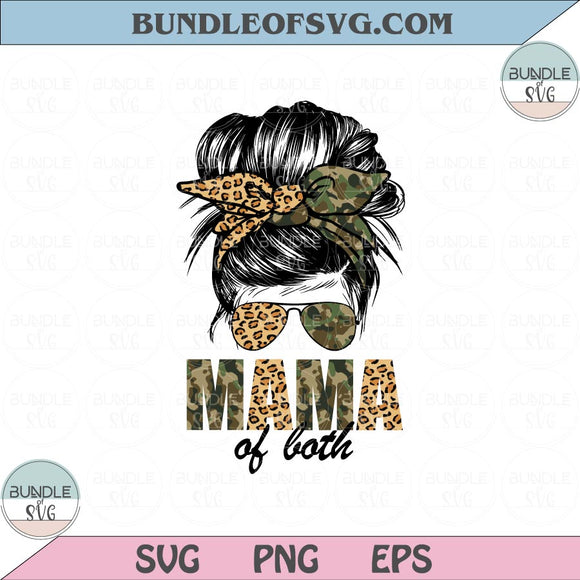Messy Bun mom of both Svg mama of both Png sublimation Camo Leopard Png dxf eps svg file