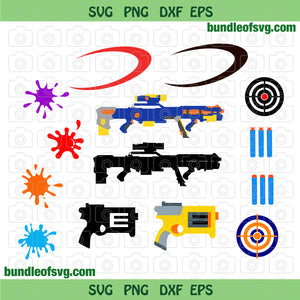 Nerf SVG Nerf Gun svg Paint gun svg Ornament Birthday invitation Party Theme svg png dxf eps files cameo cricut