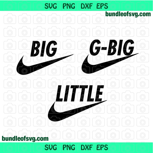 Nike Big Little G Big SVG T Shirt Sorority Big Little G-big svg dxf png cut files cameo cricut