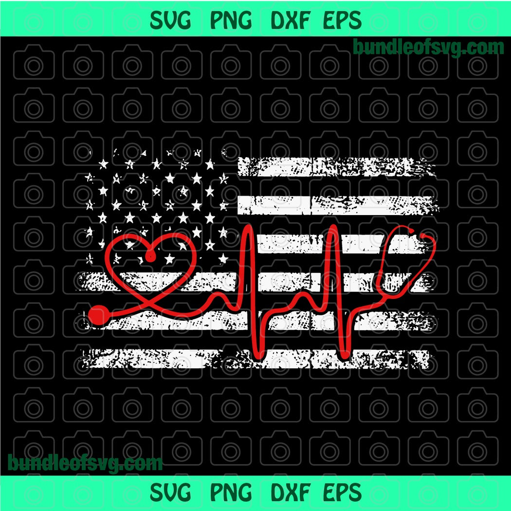 Nurse American Flag svg Nurse USA Distressed Flag Nurse sign Caduceus Svg 4th july Shirt svg png dxf eps file cameo cricut - BundleofSVG
