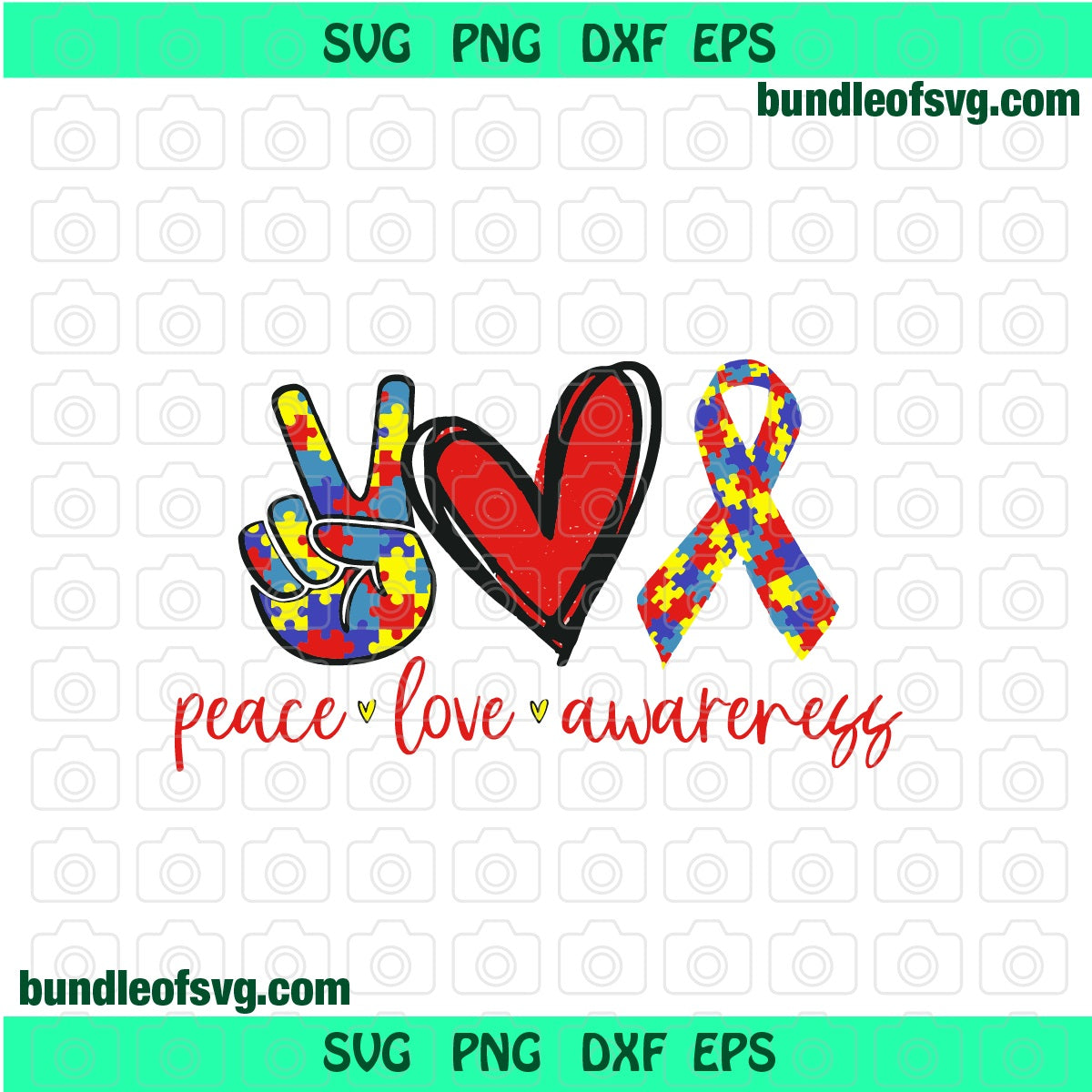 Peace Love Cure svg Hand sign svg Autism svg Peace Love Awareness svg eps dxf png cut file cameo cricut - BundleofSVG