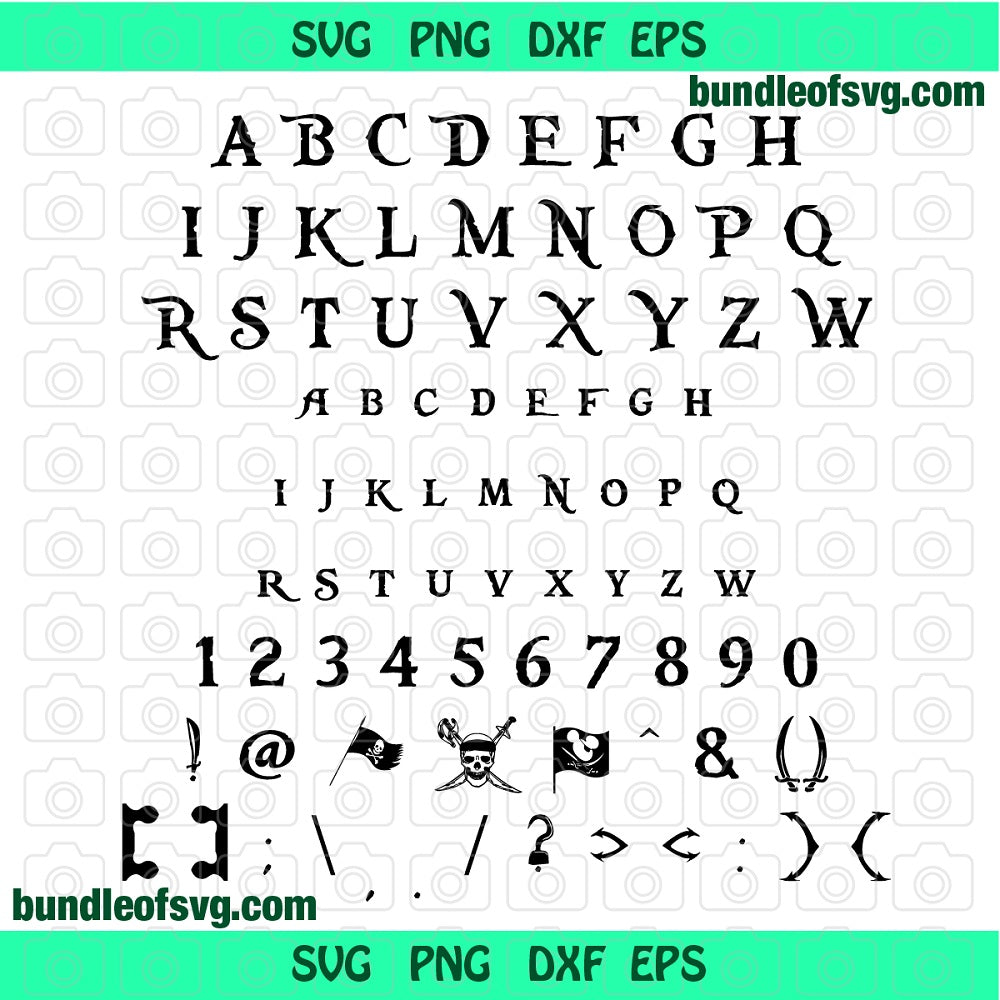 Pirates of the Caribbean Font SVG Pirate Caribbean Alphabet svg