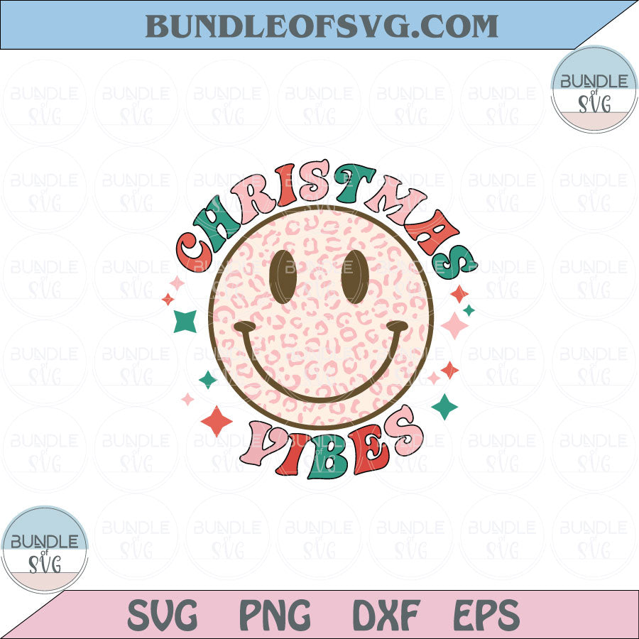 Retro Christmas Png Sublimation Christmas Vibes Smiley Face Svg Png Dxf Eps files Cameo Cricut