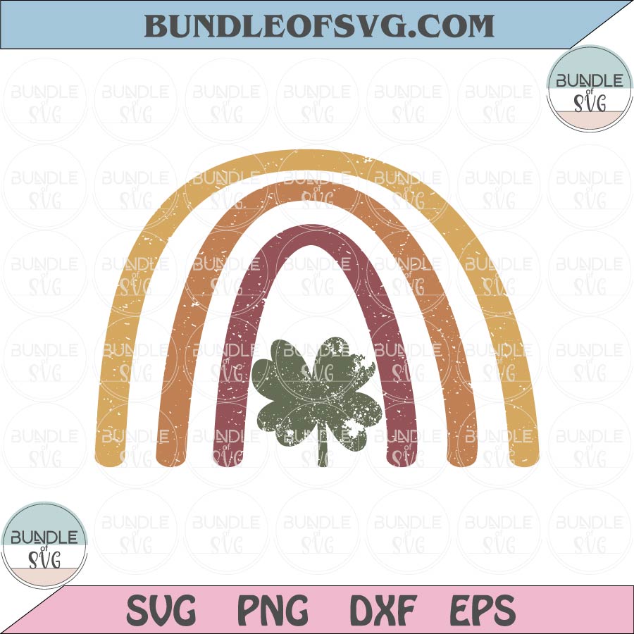 Retro St Patricks Rainbow Svg St Patricks Clover Rainbow Png Svg Eps Files