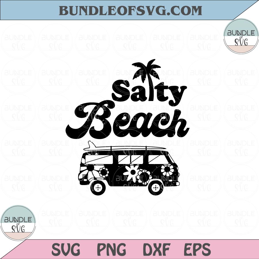 Salty Beach Svg Silhouette Retro Sea Summer Vacation Svg Png Dxf Eps files Cameo Cricut - BundleofSVG