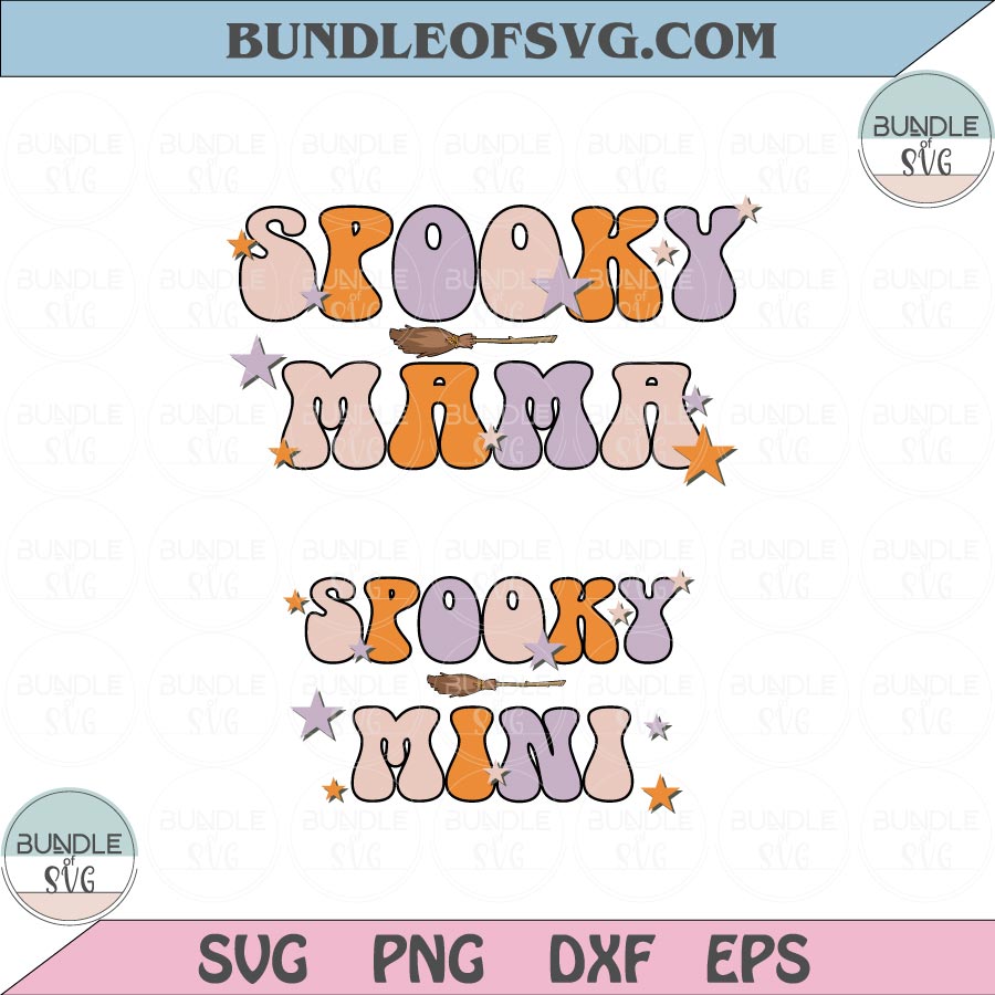 Spooky Mama Svg Spooky Mini Svg Halloween Mom Matching Svg Png Dxf Eps files Cameo Cricut - BundleofSVG