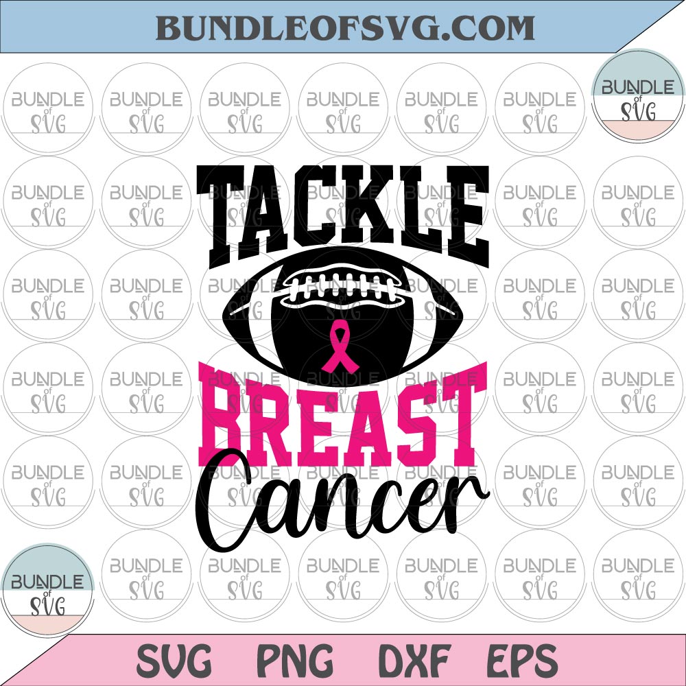 Tackle Breast Cancer Svg Pink Ribbon Rugby svg Breast Cancer Awareness Svg png dxf eps files Cricut