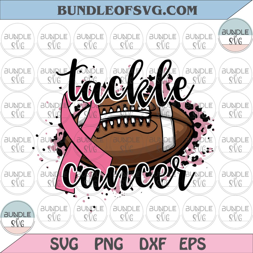 Leopard Tackle cancer svg Leopard Pink Ribbon Rugby svg Breast Cancer Awareness Svg png dxf eps files Cricut