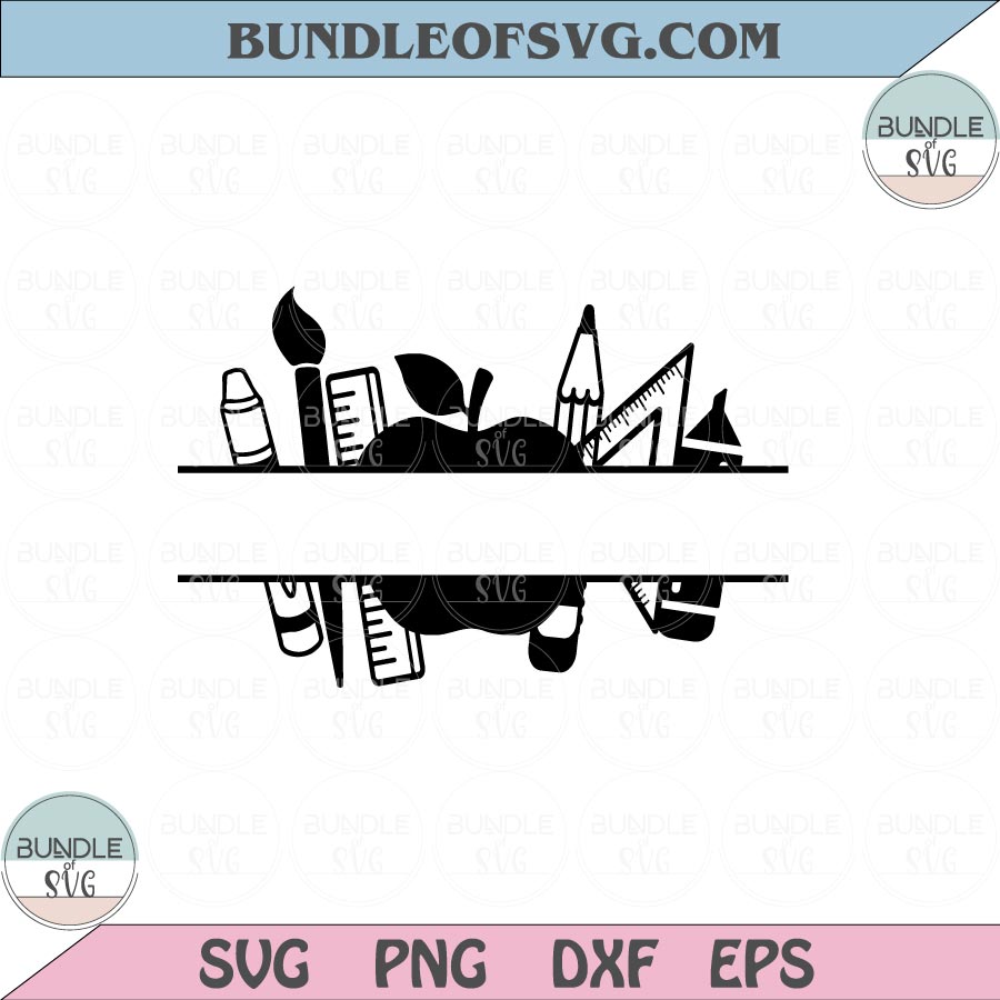 Teacher Monogram Svg School Supplies Monogram Teacher Svg Png Dxf Eps files Cameo Cricut