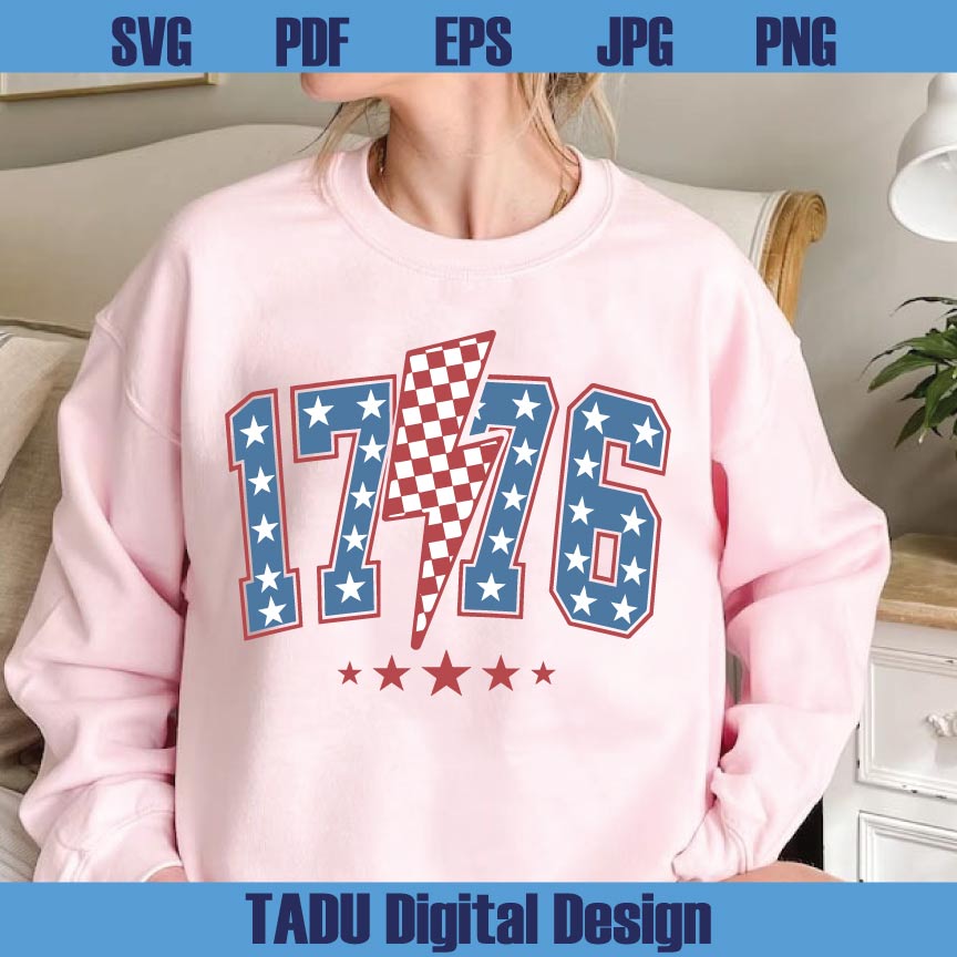 1776 Checkered Lighting Svg 4th of July Svg USA 1776 Png America Svg Dxf Eps Files - BundleofSVG