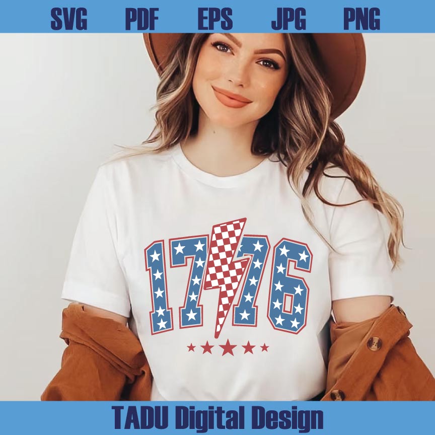 1776 Checkered Lighting Svg 4th of July Svg USA 1776 Png America Svg Dxf Eps Files - BundleofSVG