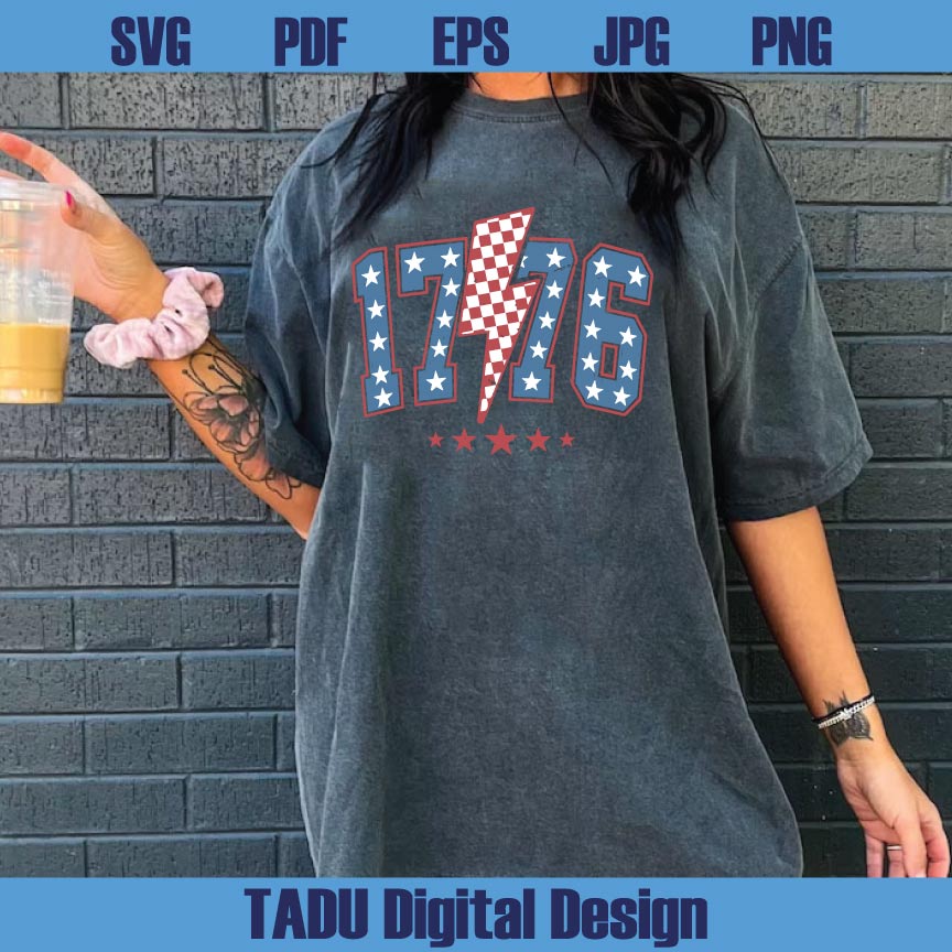 1776 Checkered Lighting Svg 4th of July Svg USA 1776 Png America Svg Dxf Eps Files - BundleofSVG