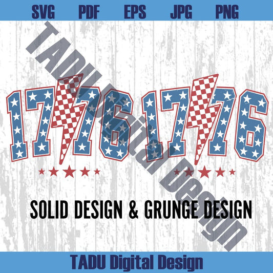 1776 Checkered Lighting Svg 4th of July Svg USA 1776 Png America Svg