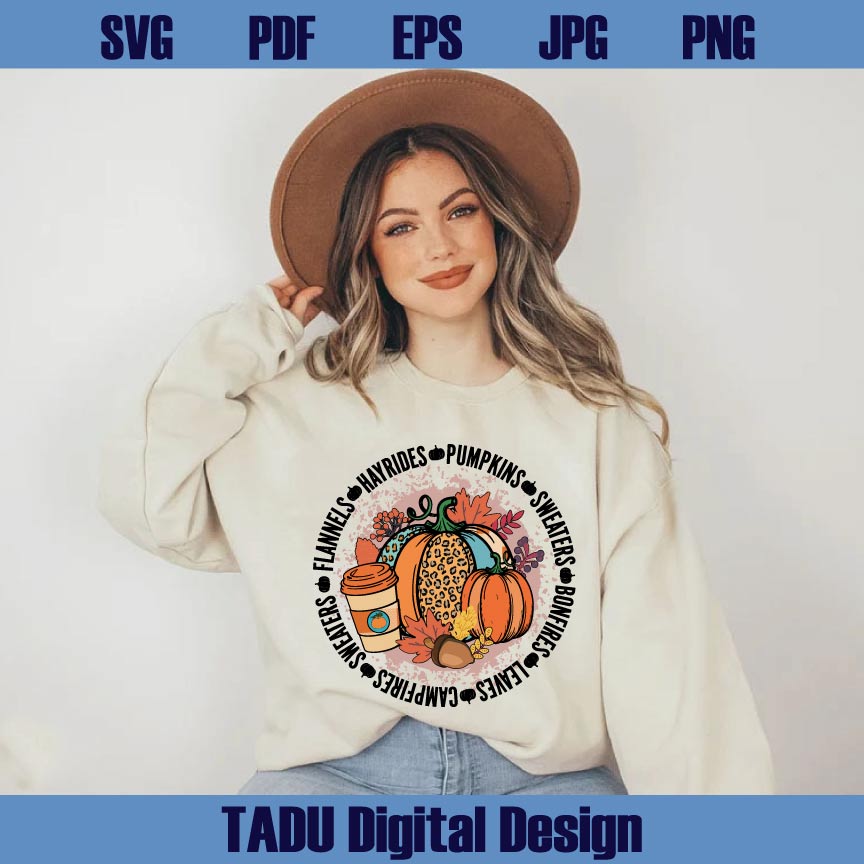 Flannels Hayrides Pumpkins Sweaters Bonfires Svg Leopard Fall Png