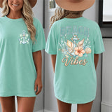Beach Vibes PNG Front and Back T-Shirt Design Summer Beach Png - BundleofSVG