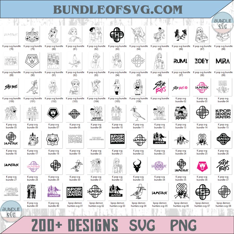 Kpop Demon Hunters Svg Bundle Kpop Demon Hunter Png Set Dxf - BundleofSVG