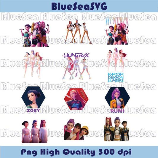 3D Huntrix Png Kpop Demon Hunters Group PNG Huntrix Virtual Girl Group