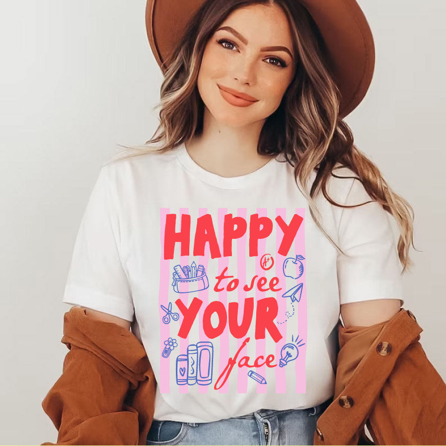 Back to School PNG Happy To See Your Face SVG PNG Striped - BundleofSVG