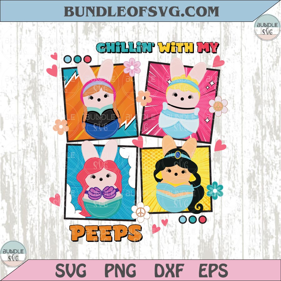 Chillin with My Peeps Disney Pincess Easter Bunny Png Girl Easter Png - BundleofSVG