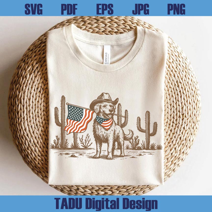 4th of July Dog Svg USA Dog American Flag Png Western Cowboy Dog Svg Png Dxf Eps Files - BundleofSVG