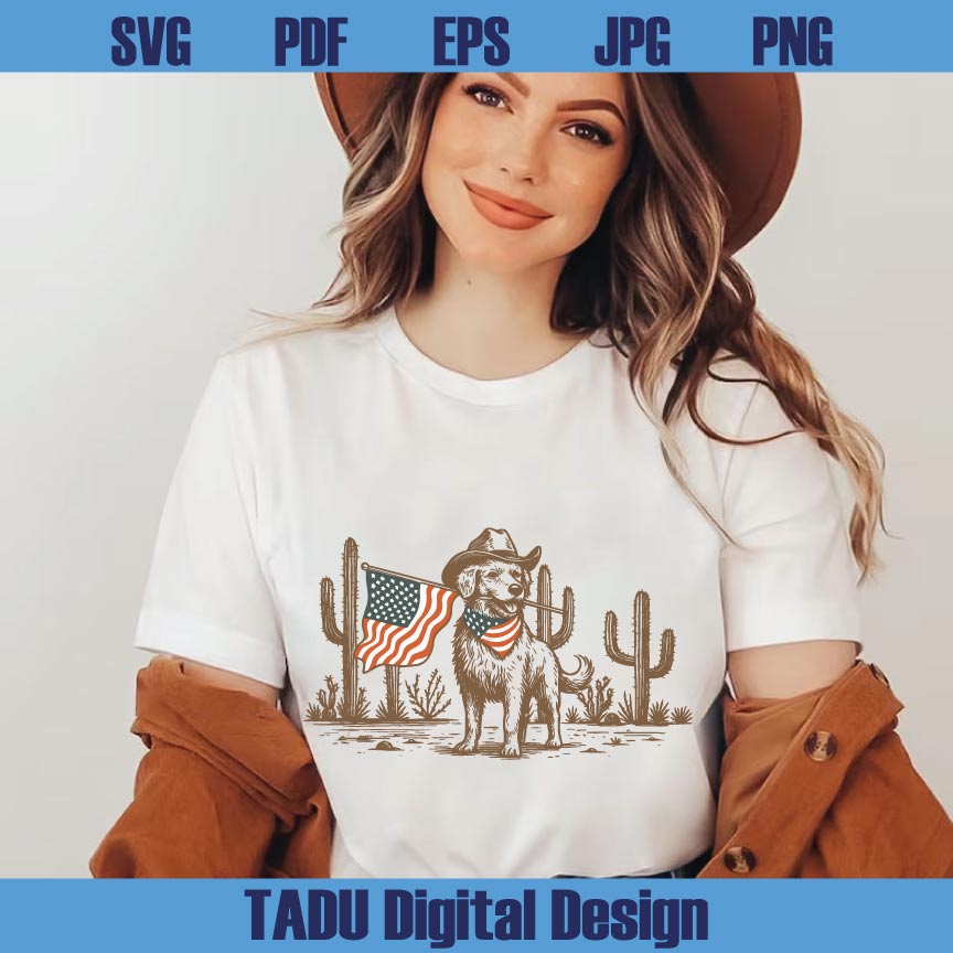 4th of July Dog Svg USA Dog American Flag Png Western Cowboy Dog Svg Png Dxf Eps Files - BundleofSVG