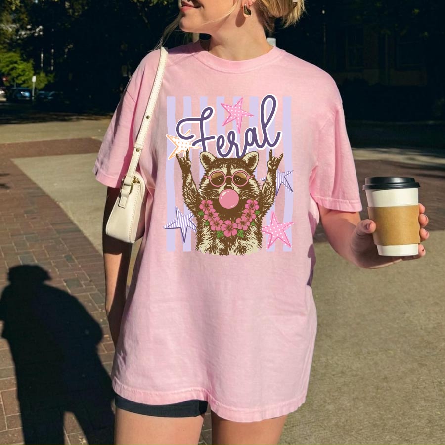 Striped Feral Raccoon Summer Png Girly Preppy Summer Raccoon - BundleofSVG