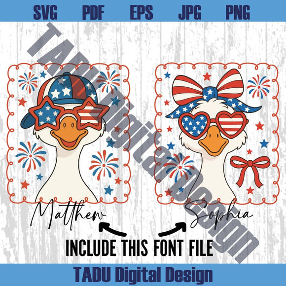4th of July Goose Png Personalized Boy Girl Patriotic Png American Kid
