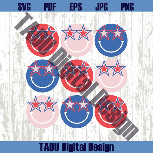 4th of July Smiley Svg American Happy Face Svg Patriotic Smile Svg