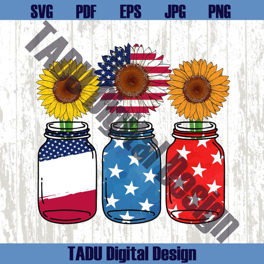 4th of July Sunflowers Png Patriotic Sunflower Png USA Sunflower Png