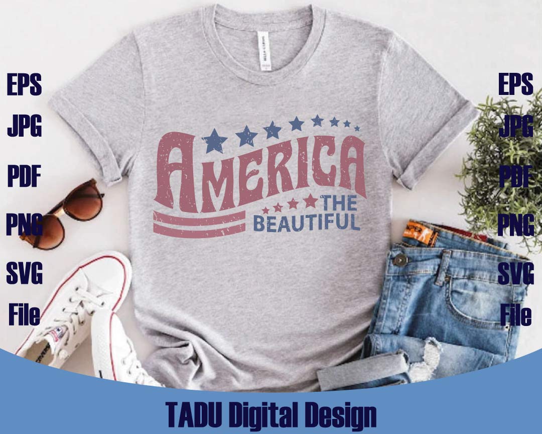 America Svg Retro America The Beautiful Svg 4th Of July Svg Patriotic Svg Dxf Eps Files - BundleofSVG