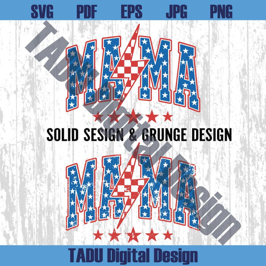 American Mama Svg Checkered Lightning American Mama Png July 4th Svg