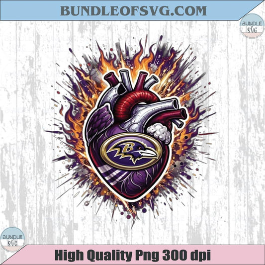 Baltimore Ravens Heart PNG Football Ravens Anatomical Heart Design